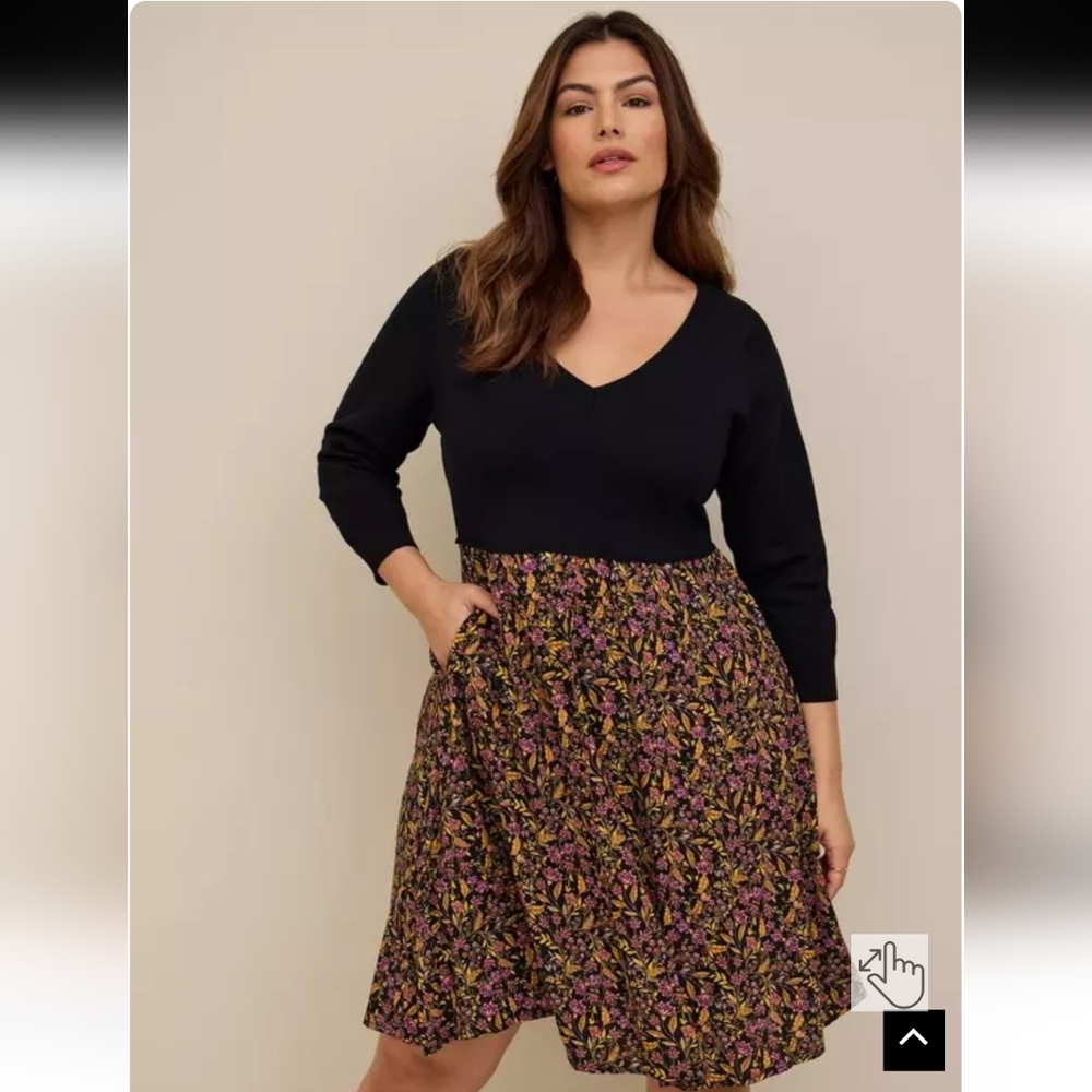 Torrid NEW Plus Size 6x Mini Sweater Knit And Chalice Woven Dress